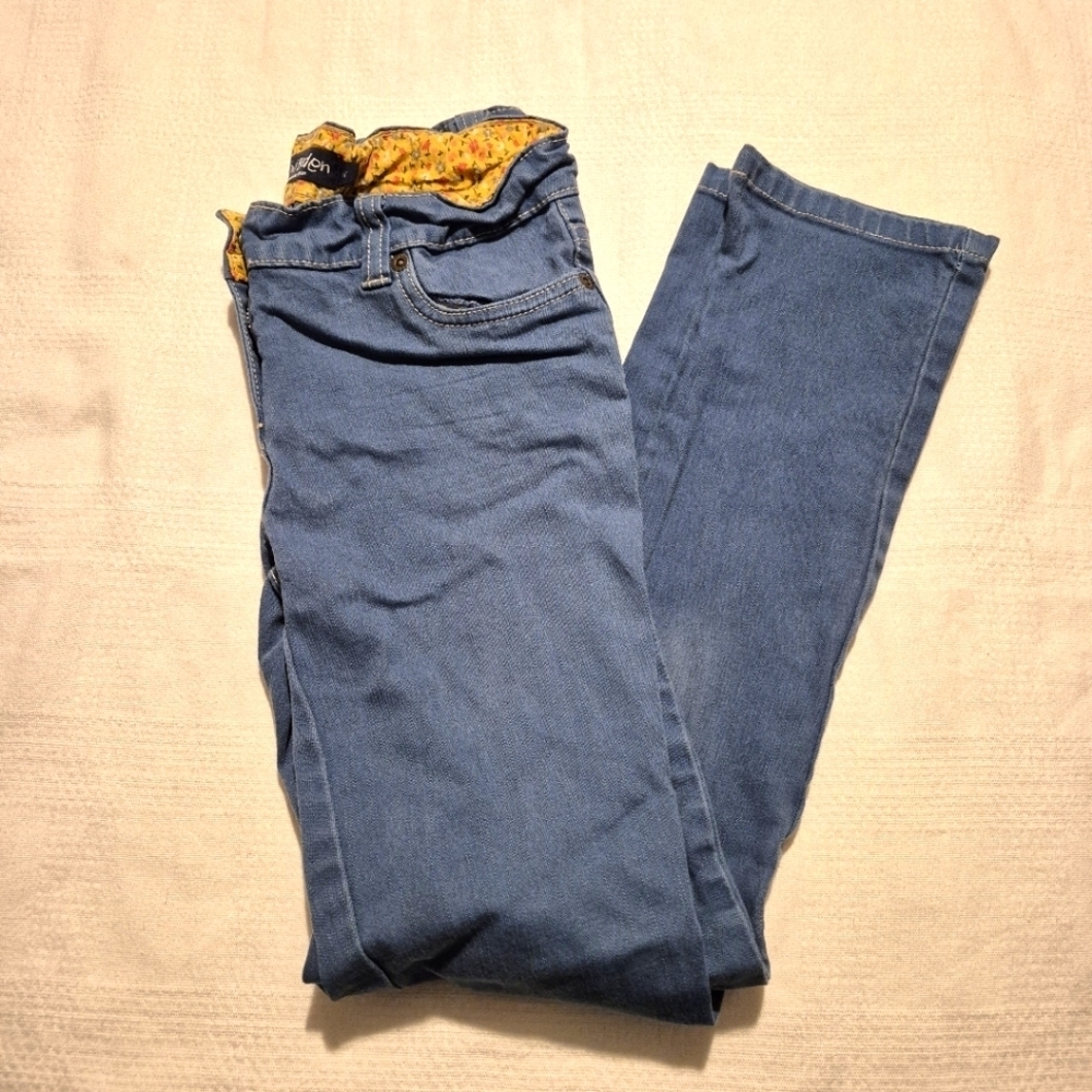 Mini Boden girls size 11 years medium teal blue adjustable waist pants, VGUC